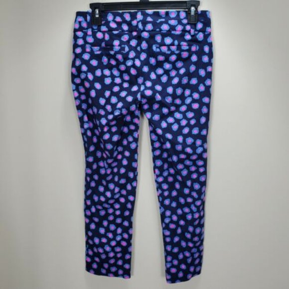 Lilly Pulitzer printed luxury capris Spotted Ankle Pants Zip navy pink Sz 0 flat - Picture 2 of 11